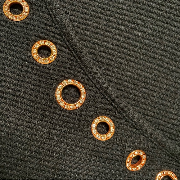 Quacker Factory waffle knit rhinestone grommet tunic - Picture 5 of 7